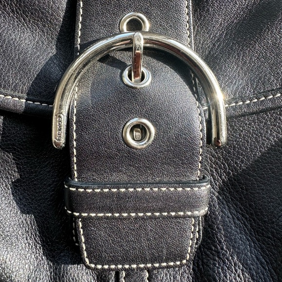 Coach Vintage Black Leather Soho Shoulder Bag Y2K Small Purse Silver Buckle - Picture 5 of 7